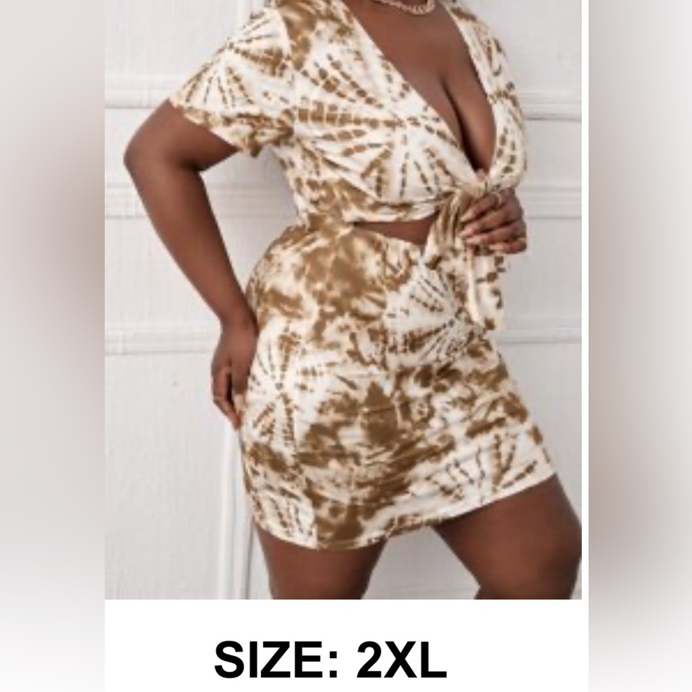 Shein: Plus Tie Dye Tie Front Dress size 2xl; stretchy